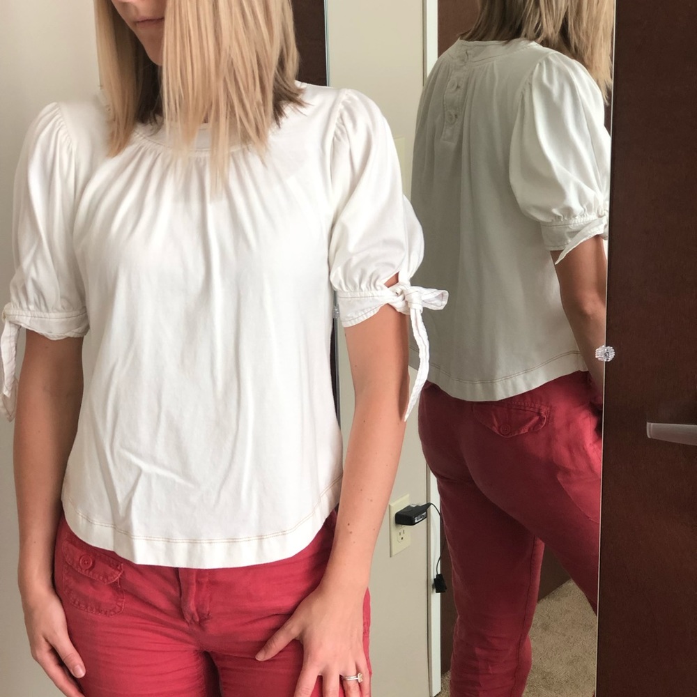 Anthropologie white blouse with bow accent - Picture 1 of 5